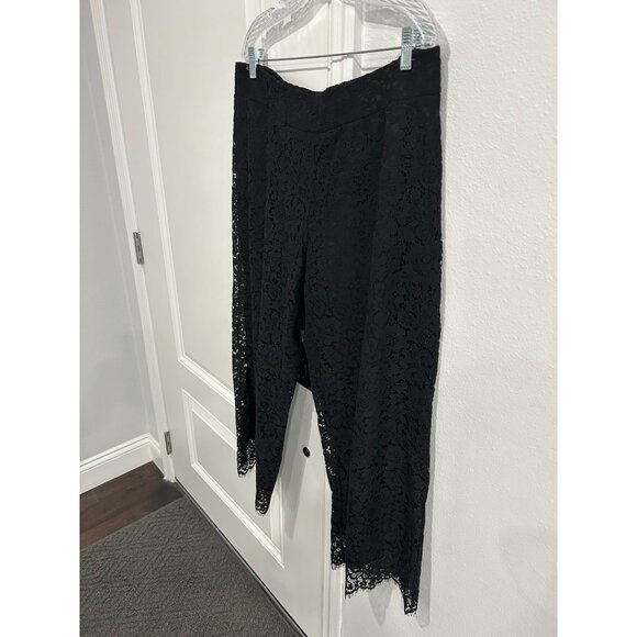 Isaac Mizrahi Live! Lace Cropped Pants Sz Large Petite Elastic Waist Whimsigoth - Picture 3 of 10